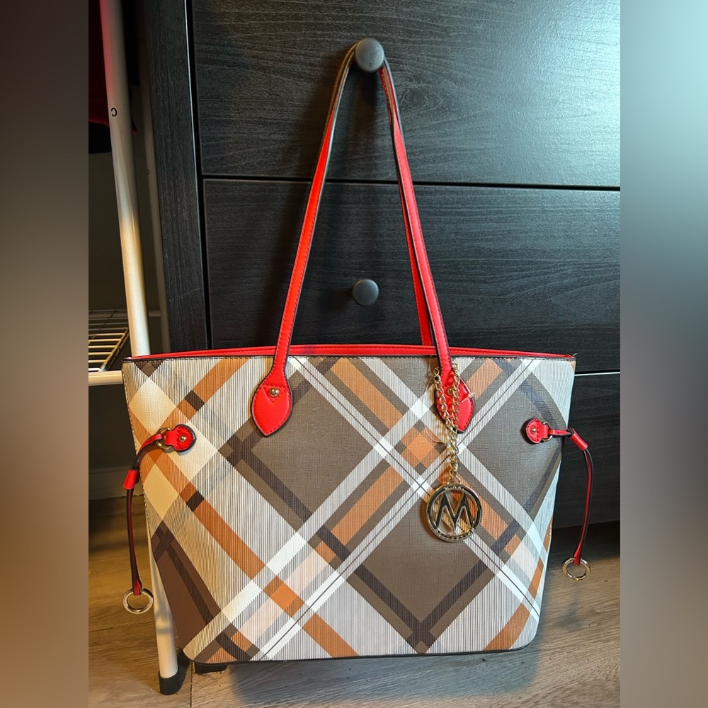 MIAK Collection Tote Bag Red Brown PreOwned